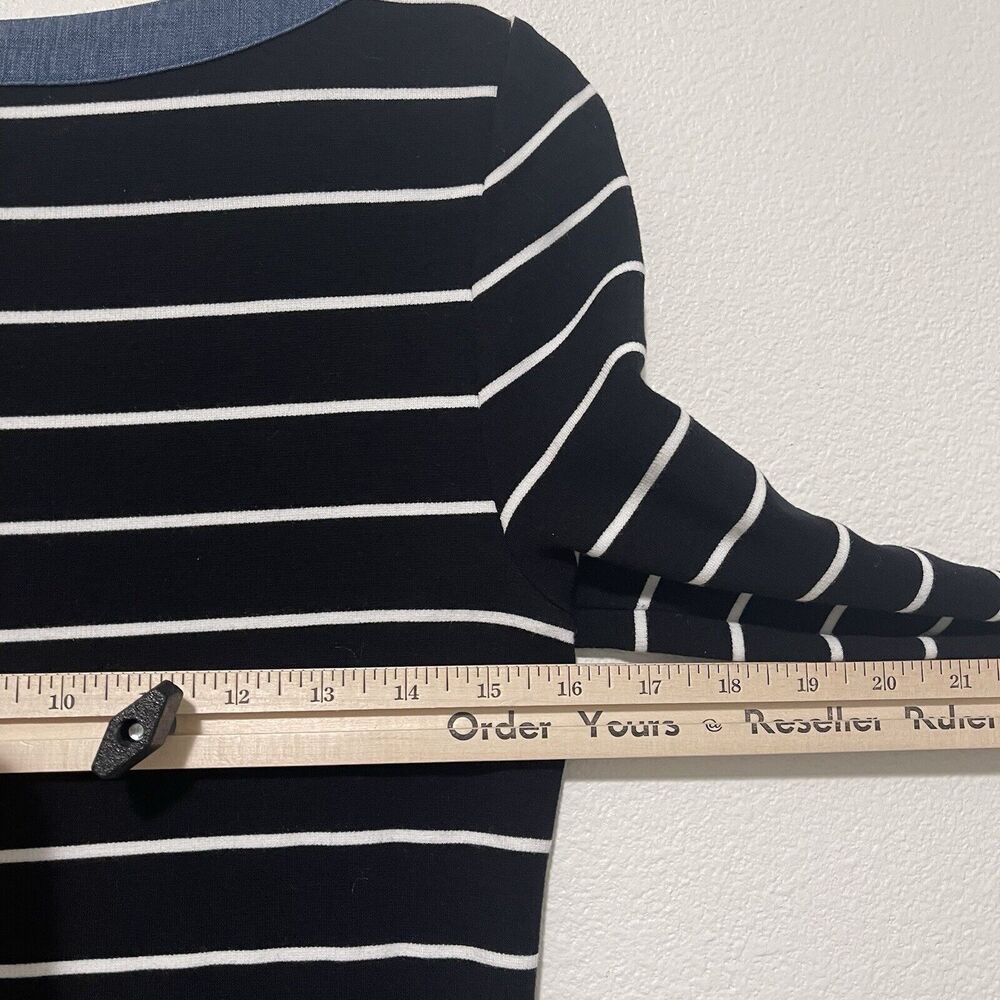 Tommy Hilfiger Dress Womens Small Black Stripe 3/4 Sleeve Boat Neck Boardwalk - Picture 9 of 10